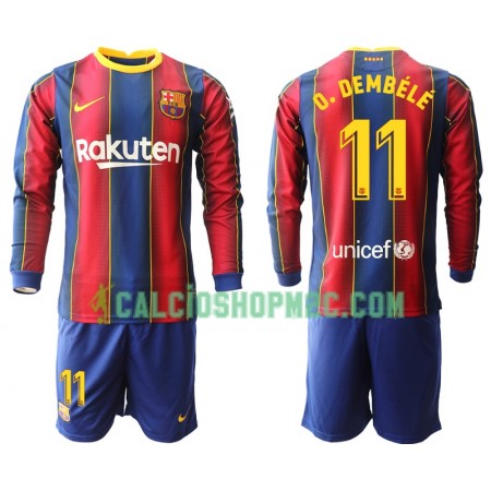 FC Barcellona Ousmane Dembele 11 Bambino Maglia Prima 2020/2021 Manica Lunga (+ Pantaloncini)